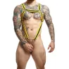 MOB Eroticwear Harnais Cross Cockring Dngeon Jaune-Noir